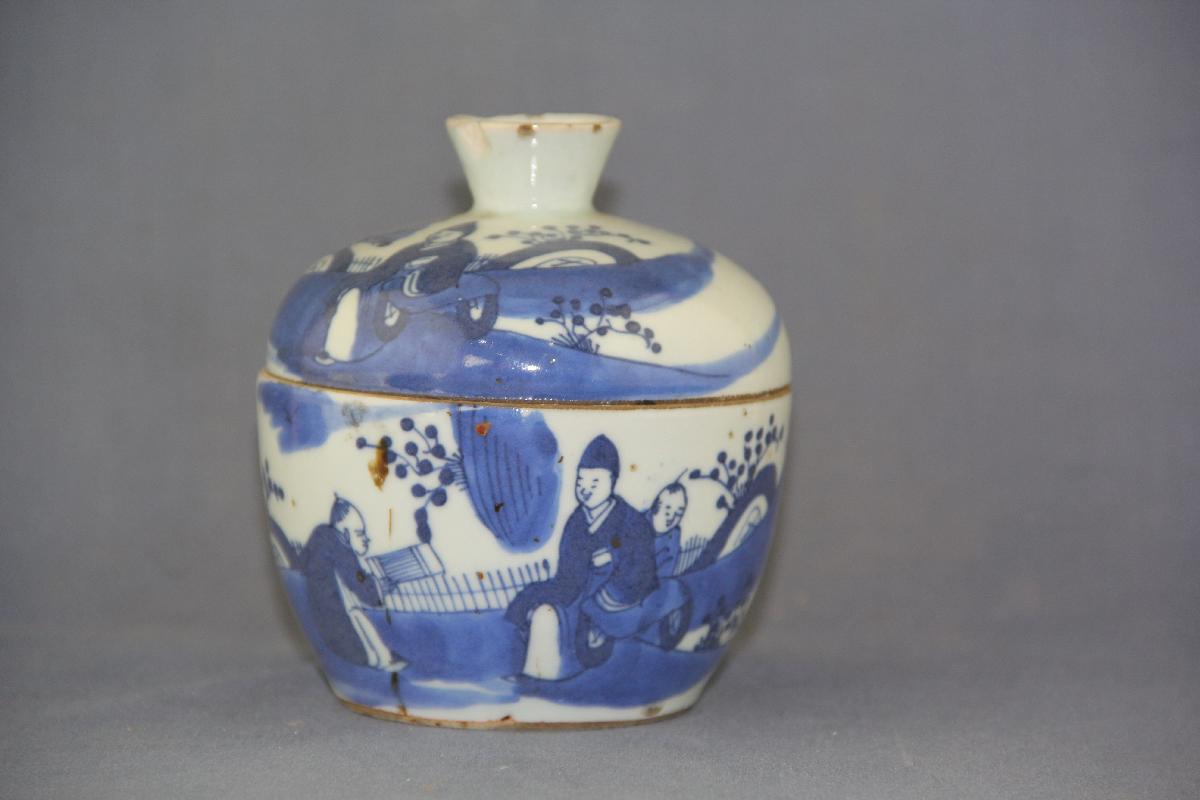 （YS）0369清青花带盖小药盒